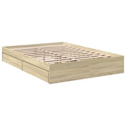 Berkfield Home Bed Frame with Drawers without Mattress Sonoma Oak 140x190 cm in Brown - thumbnail 6
