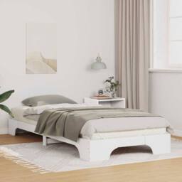 Berkfield Home Stylish Floor Bed Frame with Storage White 100 x 210 cm Wood - thumbnail 2