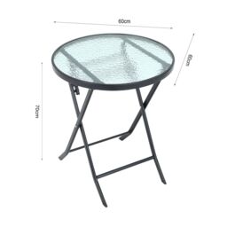 Living and Home Round Tempered Glass Steel Garden Dining Table in Black - thumbnail 8