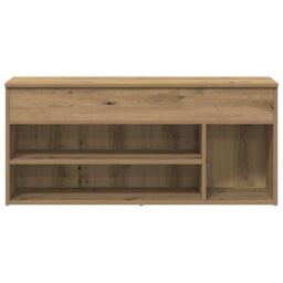 Berkfield Home Shoe Bench Artisan Oak 102x30.5x45 cm Engineered Wood in Brown - thumbnail 4