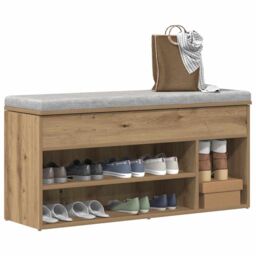 Berkfield Home Shoe Bench Artisan Oak 102x30.5x45 cm Engineered Wood in Brown