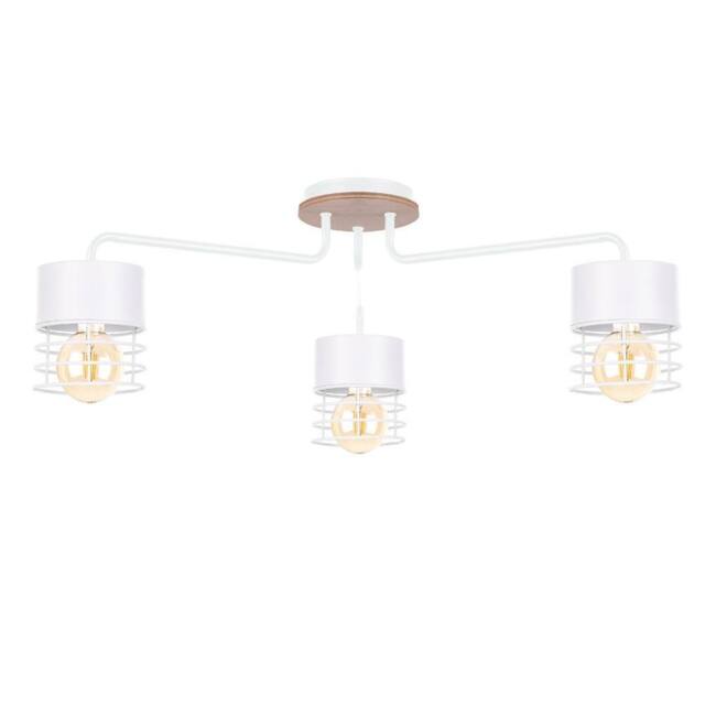 Netlighting Casa Multi Arm Semi Flush Ceiling Light White Wood 70cm 3x E27