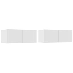 Berkfield Home TV Cabinets 2 pcs White 80x30x30 cm Engineered Wood - Size: 80 x 30 x 30 cm - thumbnail 2