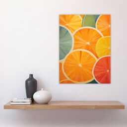 Artery8 Wall Art Print Citrus Bold Vibrant Rich Lemon Lime Orange Fruit Screen Risograph Artwork Spot Block Colour Retro Riso Kitchen Interior Design - thumbnail 4