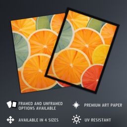 Artery8 Wall Art Print Citrus Bold Vibrant Rich Lemon Lime Orange Fruit Screen Risograph Artwork Spot Block Colour Retro Riso Kitchen Interior Design - thumbnail 2