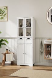 H&O Direct Modern Tall Glass Door Cabinet in White - thumbnail 2