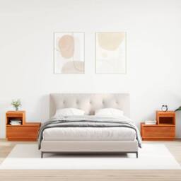 Berkfield Home Modern Bedside Cabinet 2 pcs Wax brown 60 x 34 x 51 cm Solid pinewood - thumbnail 2