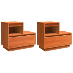 Berkfield Home Modern Bedside Cabinet 2 pcs Wax brown 60 x 34 x 51 cm Solid pinewood - thumbnail 3