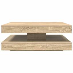 Berkfield Home Coffee Table 360-Degree Rotatable Sonoma Oak 90x90x34.5 cm in Light Tan - thumbnail 5
