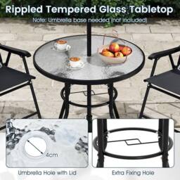 Costway 6 PCSs Patio Dining Set with Umbrella Outdoor Table & Chairs Set in Black - thumbnail 9