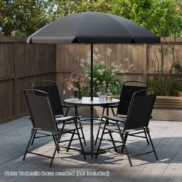 Costway 6 PCSs Patio Dining Set with Umbrella Outdoor Table & Chairs Set in Black - thumbnail 6