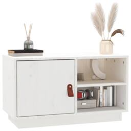Berkfield Home TV Cabinet White 70x34x40 cm Solid Wood Pine - Size: 70 x 34 x 40 cm - thumbnail 4