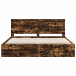 Berkfield Home Bed Frame Smoked Oak 200 x 200 cm Solid Pine Wood in Brown - thumbnail 7
