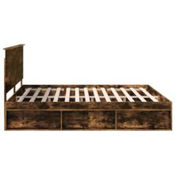 Berkfield Home Bed Frame Smoked Oak 200 x 200 cm Solid Pine Wood in Brown - thumbnail 8