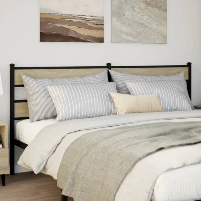 Berkfield Home Headboard Sonoma Oak 180 cm Iron & Engineered Wood in Brown - image 1
