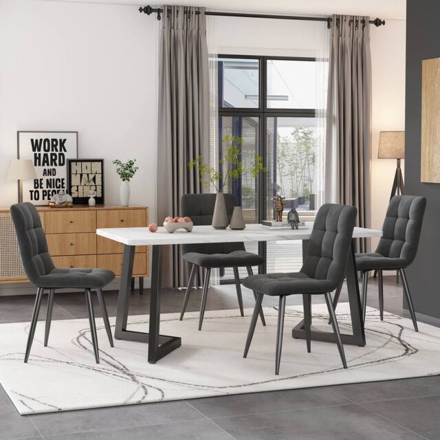 Matteo Modern Rectangular Dining Table & Chair Set - image 1