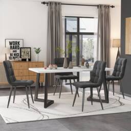 Matteo Modern Rectangular Dining Table & Chair Set - thumbnail 1