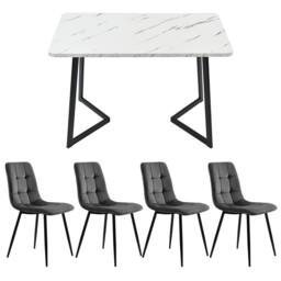 Matteo Modern Rectangular Dining Table & Chair Set - thumbnail 3