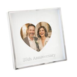 Happy Homewares 25th Anniversary 4x4 Nickel Heart Frame with Silver Foil - thumbnail 1