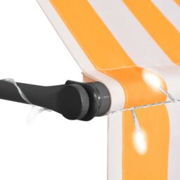 Berkfield Home Manual Retractable Awning with LED 350 cm White & Orange - thumbnail 4