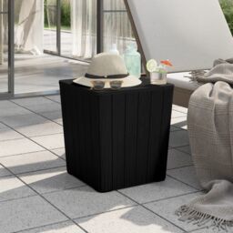 Berkfield Home Garden Table with Removable Lid Black Polypropylene