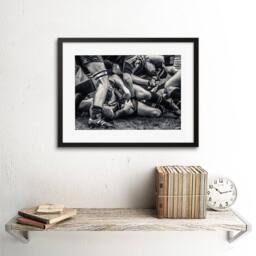 "Artery8 Sport Rugby Football Close Up Scrum Players Ball Game Framed Art Print in Grey - Size: W12"" x H16""" - thumbnail 2