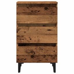 Berkfield Home Classic Bed Cabinet with Metal Legs Old Wood 40x35x69 cm in Brown - Size: 40 x 35 x 69 cm - thumbnail 4