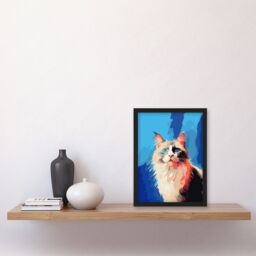 "Artery8 Wall Art Print Seal Point Ragdoll Cat With Blue Eyes Pet Portrait Colourful Artwork Painting Art Framed - Size: W12"" x H16""" - thumbnail 4