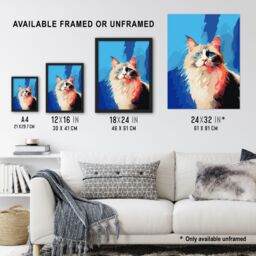 "Artery8 Wall Art Print Seal Point Ragdoll Cat With Blue Eyes Pet Portrait Colourful Artwork Painting Art Framed - Size: W12"" x H16""" - thumbnail 3