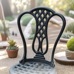 FURNOS Set of 3 Cast Aluminium Bistro Table & Chair in Black - thumbnail 4