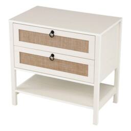 NESTLUNE Wide Bedside Cabinet Boho Sofa End Table in White - Size: 100 cm x 15 cm