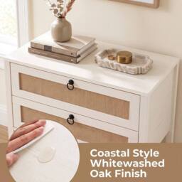 NESTLUNE Wide Bedside Cabinet Boho Sofa End Table in White - Size: 100 cm x 15 cm - thumbnail 5