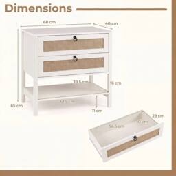 NESTLUNE Wide Bedside Cabinet Boho Sofa End Table in White - Size: 100 cm x 15 cm - thumbnail 2