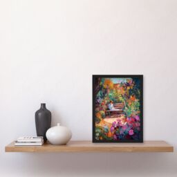 Artery8 My Time By Anna Lane Floral Garden Relaxation Flowers Artwork Framed Wall Art Print A4 in Black - thumbnail 4