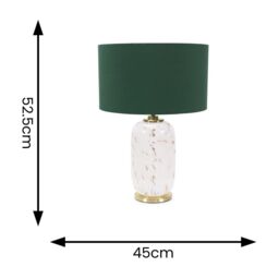 ValueLights India Fabric Drum Shade on Rounded White Confetti Glass Table Lamp with LED Bulb in Green - thumbnail 5