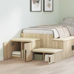 Berkfield Home Storage Cabinet Sonoma Oak 127x41x40 cm Engineered Wood in Beige - Size: 127 x 41 x 40 cm - thumbnail 4