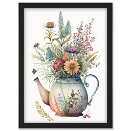 Artery8 Wildflower Floral Bouquet in China Pattern Teapot Artwork Framed Wall Art Print A4 in Black - thumbnail 1