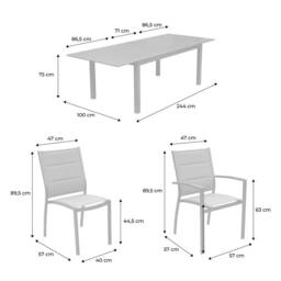 sweeek 8-seater Extendable Aluminium Garden Table Set With Chairs in Grey - thumbnail 5