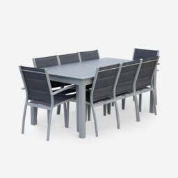 sweeek 8-seater Extendable Aluminium Garden Table Set With Chairs in Grey - thumbnail 2