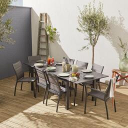 8-seater Extendable Aluminium Garden Table Set With Chairs