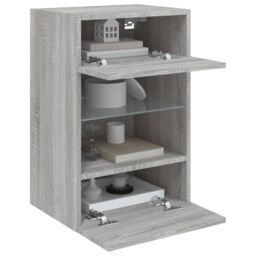 Berkfield Home TV Wall Cabinets with LED Lights 2 pcs Grey Sonoma 40x30x60.5 cm - thumbnail 5
