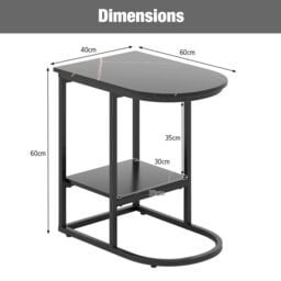 Gymax C-shaped End Table Modern Sofa Side Table with Storage Shelf in Black - thumbnail 2