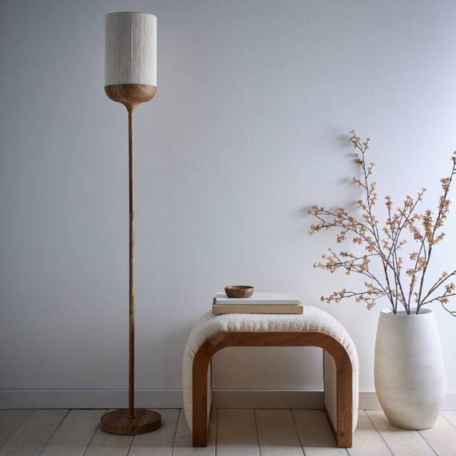 K LIVING Carrick Wood Printed Metal Floor Lamp in Natural - image 1