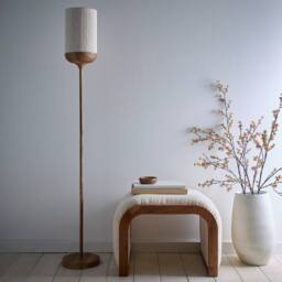 K LIVING Carrick Wood Printed Metal Floor Lamp in Natural - thumbnail 1