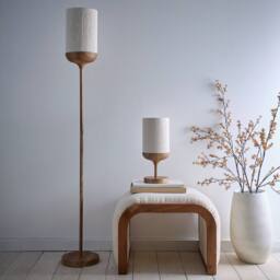 K LIVING Carrick Wood Printed Metal Floor Lamp in Natural - thumbnail 3