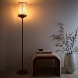 K LIVING Carrick Wood Printed Metal Floor Lamp in Natural - thumbnail 2