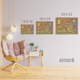 "Artery8 Erickson 1931 Map of Chicago Gangland Canvas Wall Art Print - Size: W18"" x H24""" - thumbnail 4