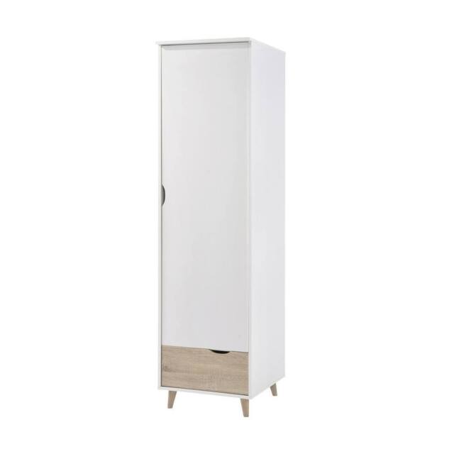 Lemon Pavilion Furniture Stockholm 1 Door Wardrobe - L58 x W50 x H190 cm - Oak/White in Brown - Size: 1 Pack - image 1