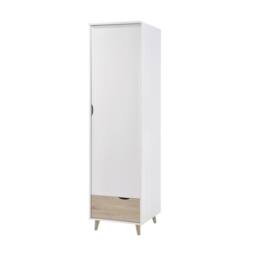Lemon Pavilion Furniture Stockholm 1 Door Wardrobe - L58 x W50 x H190 cm - Oak/White in Brown - Size: 1 Pack