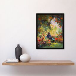 "Artery8 The English Country Garden Summer Relaxation Paining Flowers Trees Art Print Framed Poster Wall Decor 12x16 inch in Black - Size: W12"" x H16""" - thumbnail 4